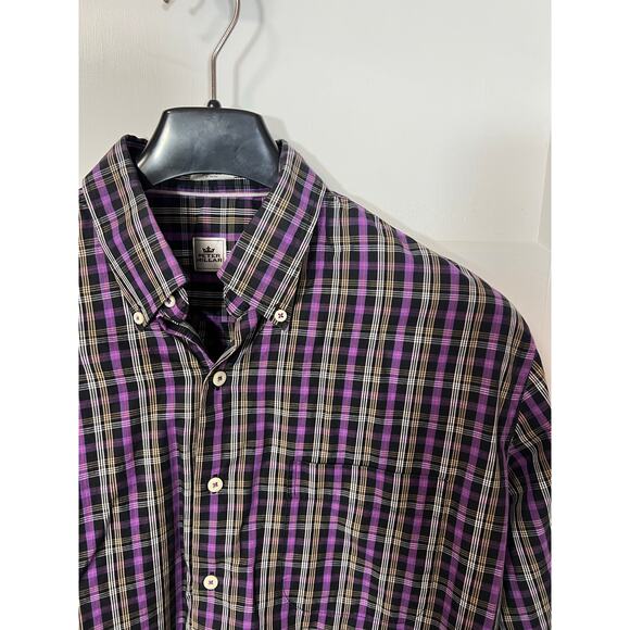 Peter Millar Shirt Mens L Casual Sport Purple Plaid Long Sleeve Button Collared - Picture 2 of 6